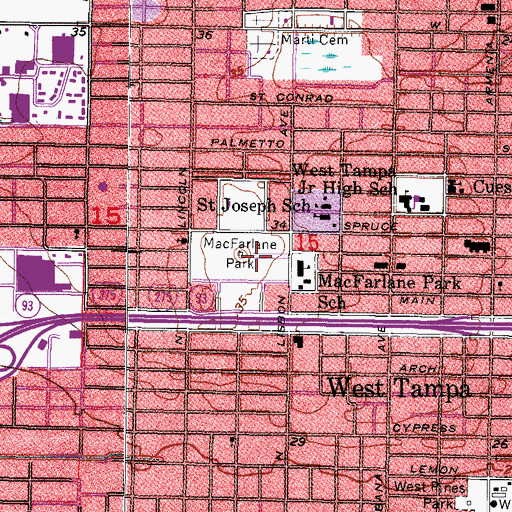 Topographic Map of MacFarlane Park, FL