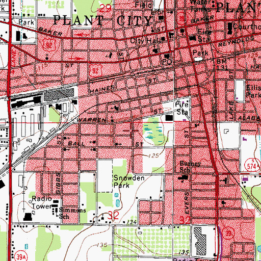 Topographic Map of Madison Park East, FL