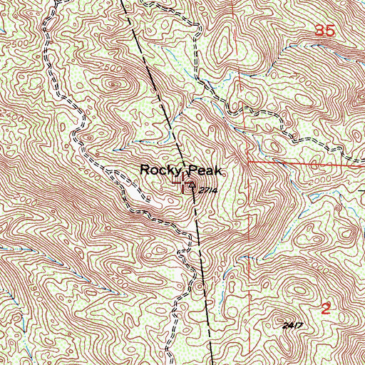 Topographic Map of Rocky Peak, CA