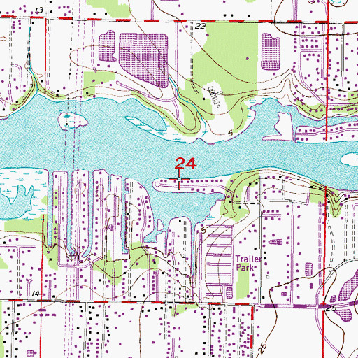 Topographic Map of Magnolia Beach, FL
