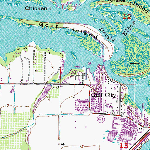 Topographic Map of Manatee Harbor, FL