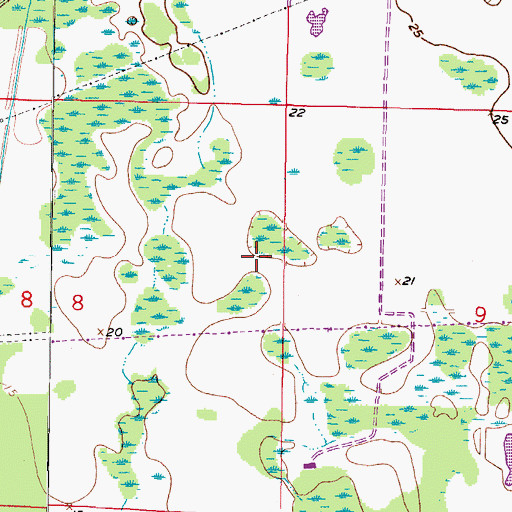 Topographic Map of Mandolin, FL