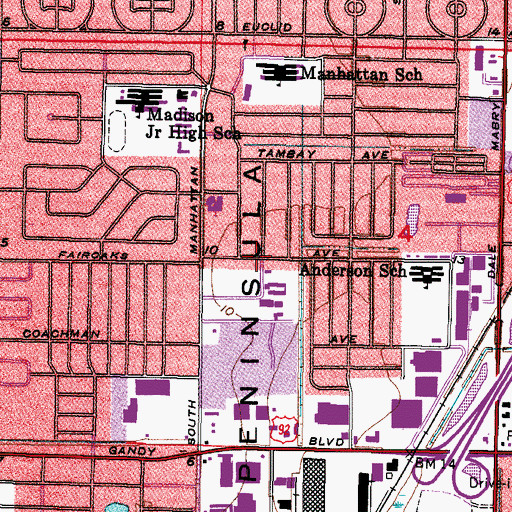 Topographic Map of Manhattan Manor, FL