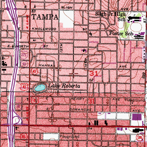 Topographic Map of Manor Heights, FL