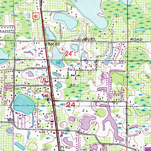 Topographic Map of Manor Oaks, FL