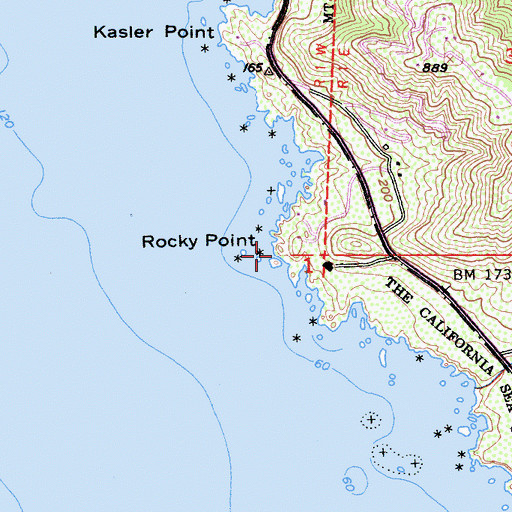 Topographic Map of Rocky Point, CA