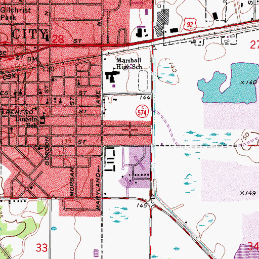 Topographic Map of Marshall Terrace, FL
