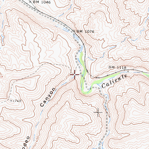 Topographic Map of Rodeo Canyon, CA