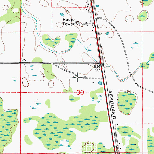 Topographic Map of Gaineys Acres, FL