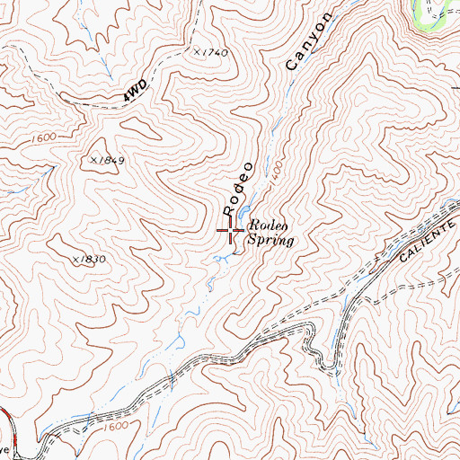 Topographic Map of Rodeo Spring, CA