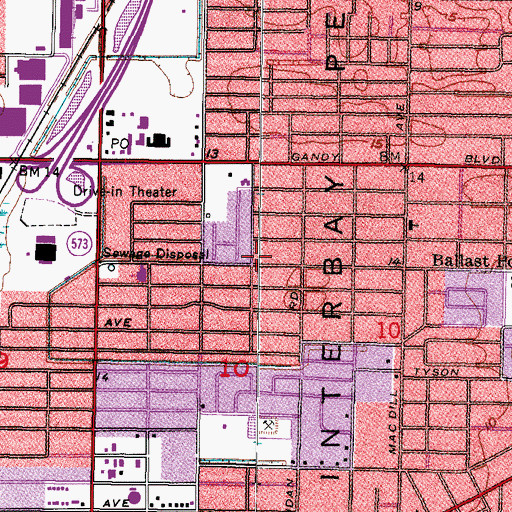 Topographic Map of Gandy Boulevard Park, FL