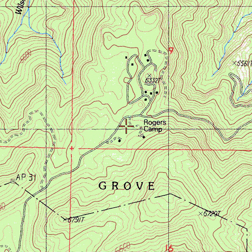 Topographic Map of Rogers Camp, CA