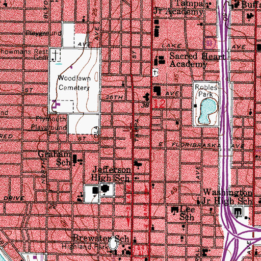 Topographic Map of Garrett Heights, FL