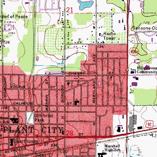 Topographic Map of Gibson Terrace, FL