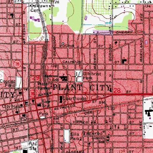 Topographic Map of Gilchrist, FL