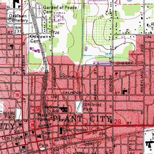 Topographic Map of Gilchrist Heights, FL