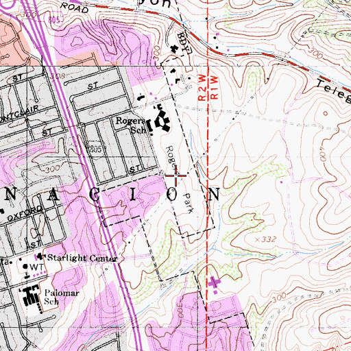 Topographic Map of Rogers Park, CA