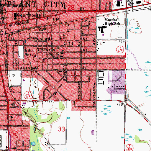 Topographic Map of Glendale, FL