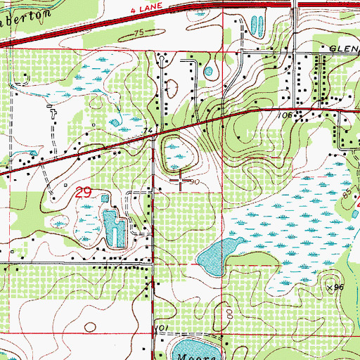 Topographic Map of Godins Golden Acres, FL