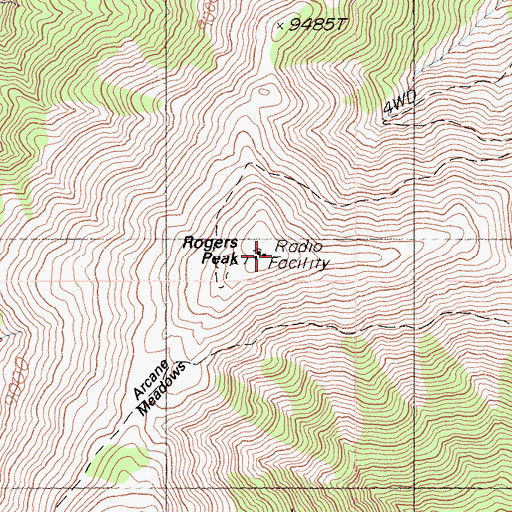 Topographic Map of Rogers Peak, CA