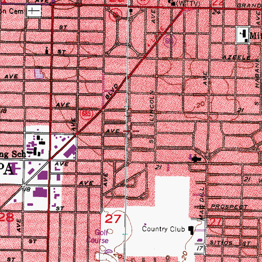 Topographic Map of Golf View Place, FL