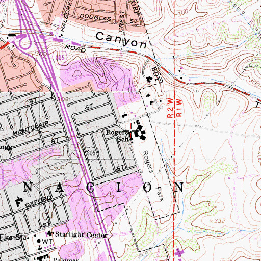 Topographic Map of Greg Rogers Elementary School, CA