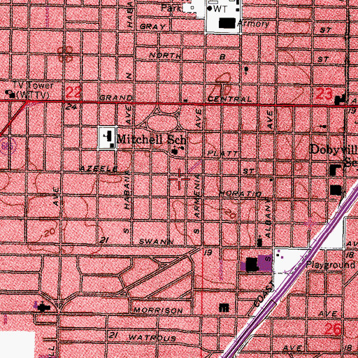 Topographic Map of Grant Place, FL