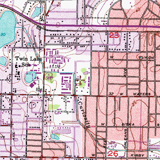 Topographic Map of Granville Manor, FL
