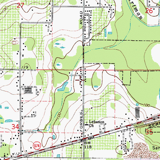 Topographic Map of Green Valley, FL