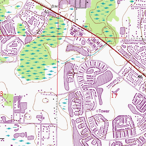 Topographic Map of Greenbrook Village, FL