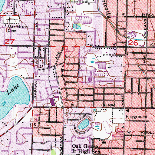 Topographic Map of Grove Park Estates, FL