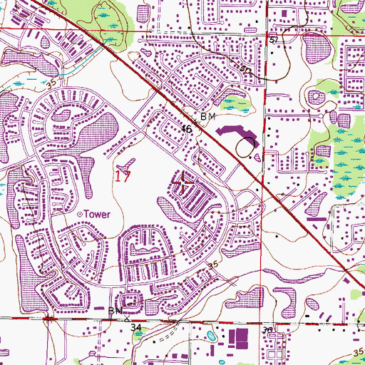 Topographic Map of Grove Point Village, FL