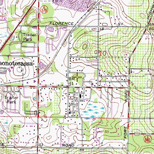 Topographic Map of Grovewood Estates, FL