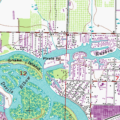 Topographic Map of Gull Haven, FL
