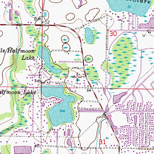 Topographic Map of Half Moon Lake Estates, FL