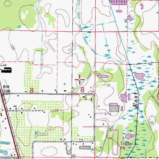 Topographic Map of Ham Oaks, FL