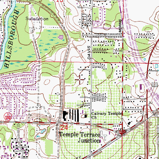 Topographic Map of Hampton Oaks, FL