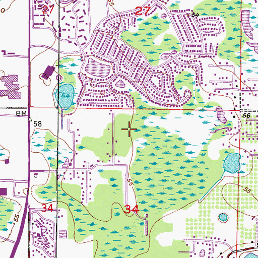 Topographic Map of Hampton Village, FL