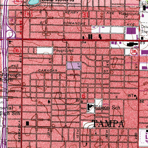 Topographic Map of Hanley Heights, FL