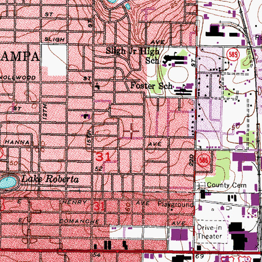 Topographic Map of Hanna Heights, FL