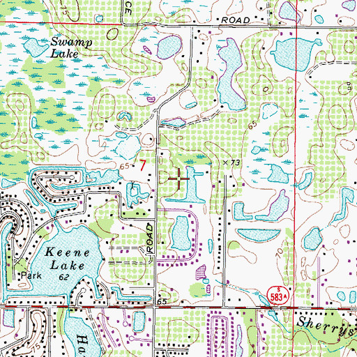 Topographic Map of Hanna Pond Country Estates, FL