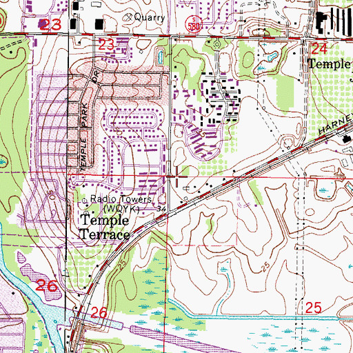 Topographic Map of Harney Gardens, FL