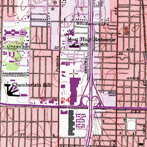 Topographic Map of Harvey Heights, FL