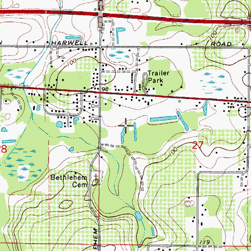 Topographic Map of Harwell Estates, FL