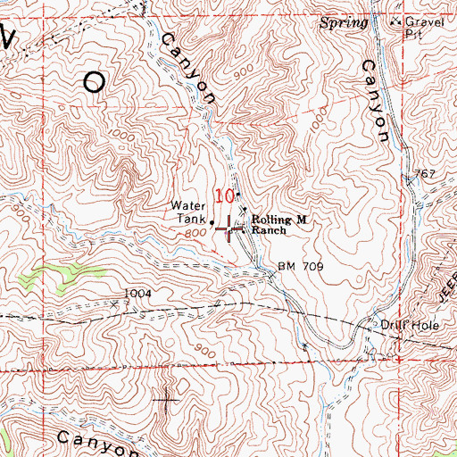 Topographic Map of Rolling M Ranch, CA
