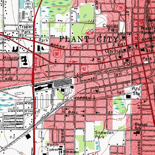 Topographic Map of Henderson, FL