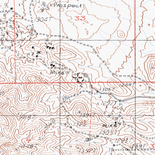 Topographic Map of Romona Mine, CA
