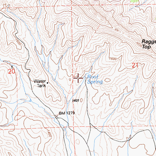 Topographic Map of Roof Spring, CA