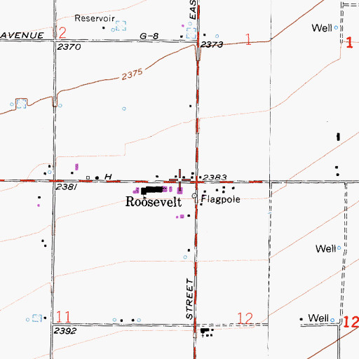 Topographic Map of Roosevelt, CA
