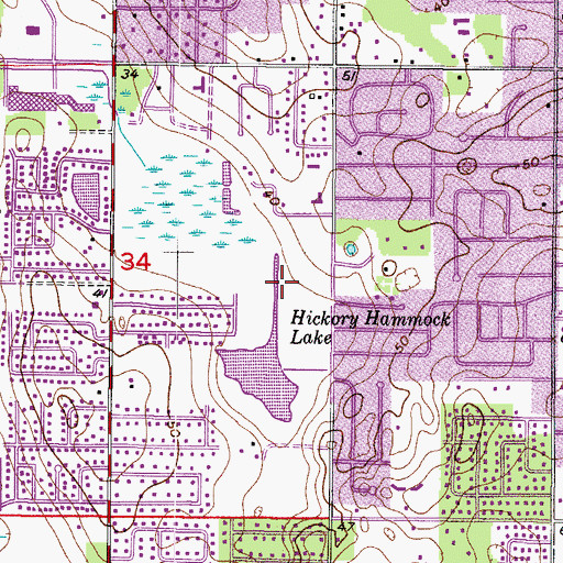 Topographic Map of Hickory Lakes, FL
